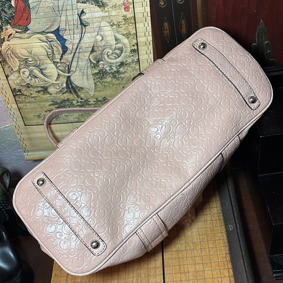 GUESS Soft Dusty Pink Tote Bag Silver Triangle Rhinestones 15.5”Lx9.5”Hx6.5”W - Picture 13 of 17